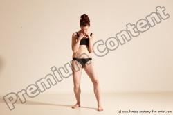 Underwear Martial art Woman White Moving poses Slim medium brown Dynamic poses Academic